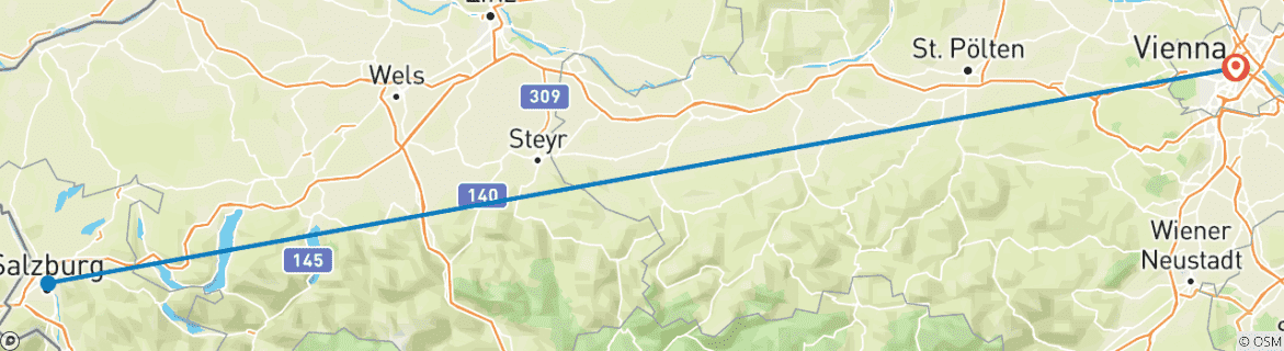 Image d'une carte montrant l'itinéraire du circuit