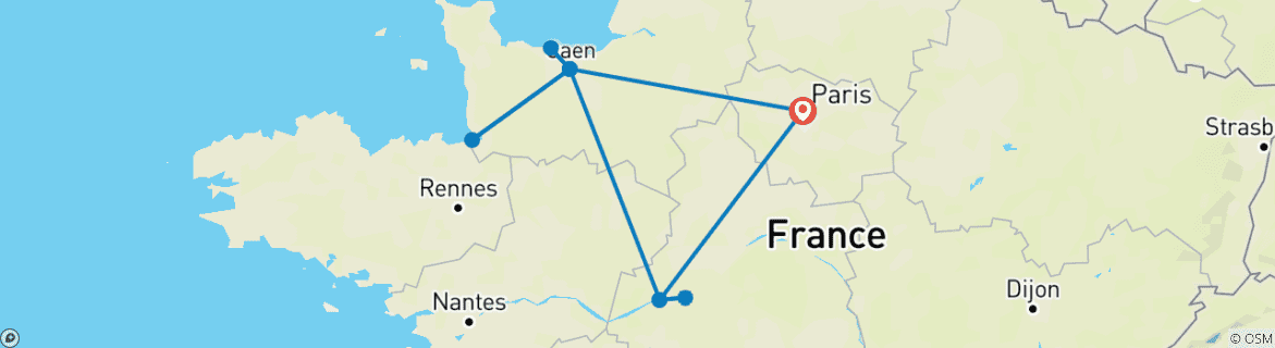 Image d'une carte montrant l'itinéraire du circuit