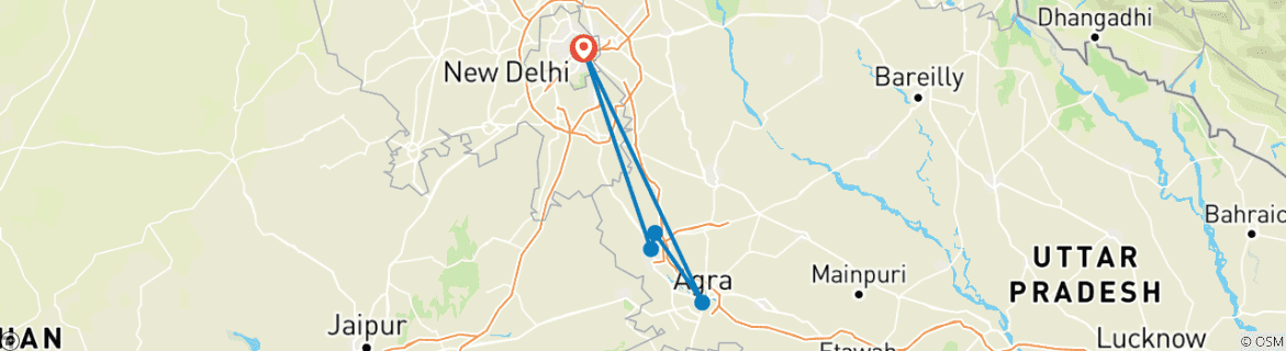 Karte mit der Reiseroute