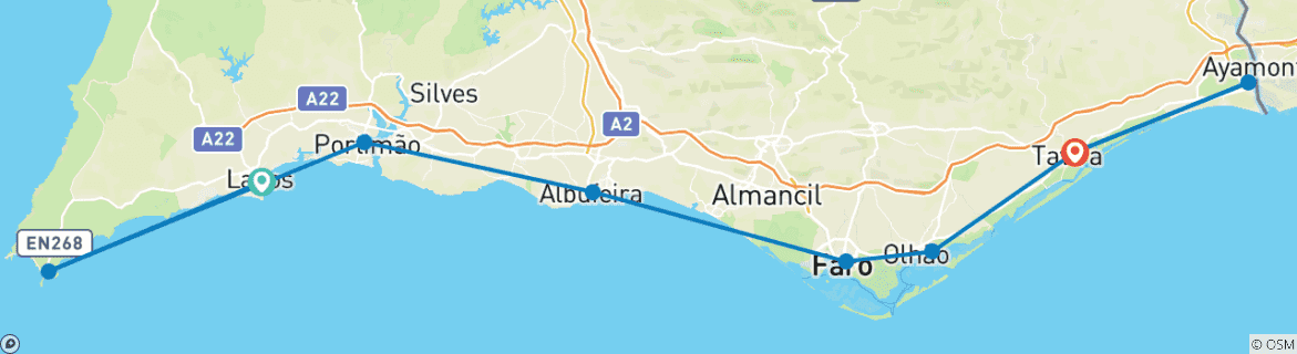 Image d'une carte montrant l'itinéraire du circuit