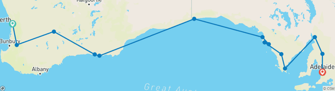 Karte mit der Reiseroute