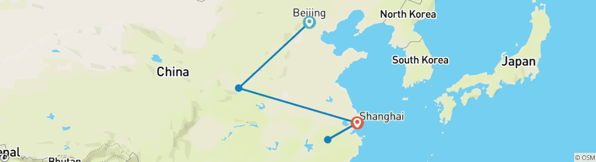 Karte mit der Reiseroute