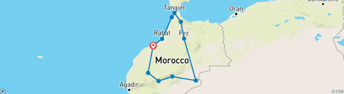 Image d'une carte montrant l'itinéraire du circuit