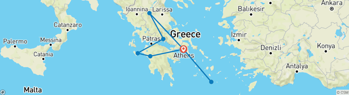 Foto van een kaart met de route van de rondreis