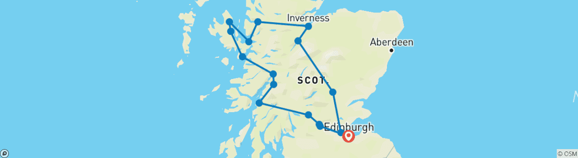 Image d'une carte montrant l'itinéraire du circuit