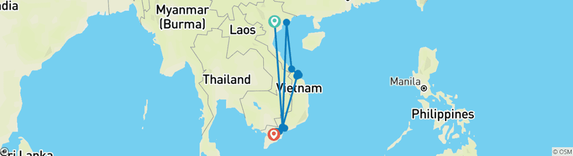 Image d'une carte montrant l'itinéraire du circuit