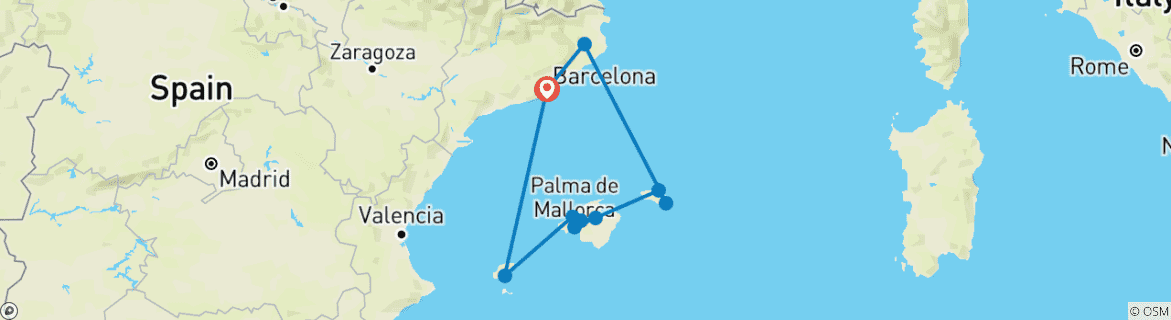 Image d'une carte montrant l'itinéraire du circuit