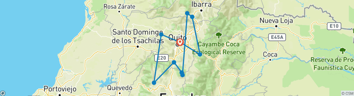 Image d'une carte montrant l'itinéraire du circuit