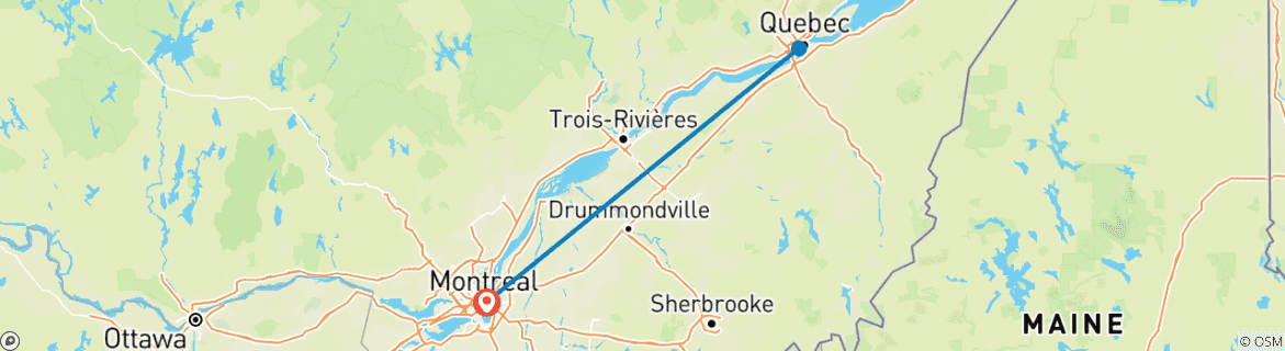 Image d'une carte montrant l'itinéraire du circuit