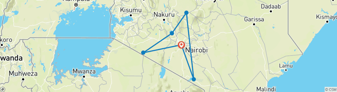 Foto van een kaart met de route van de rondreis