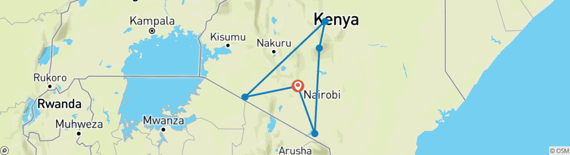 Foto van een kaart met de route van de rondreis