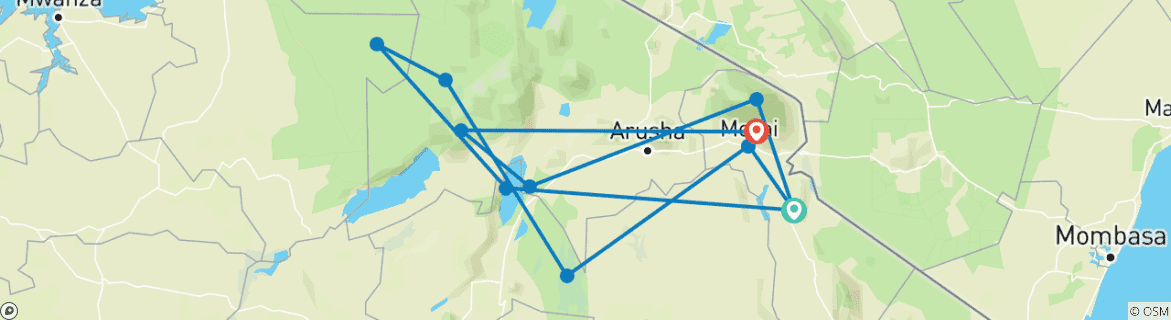 Image d'une carte montrant l'itinéraire du circuit