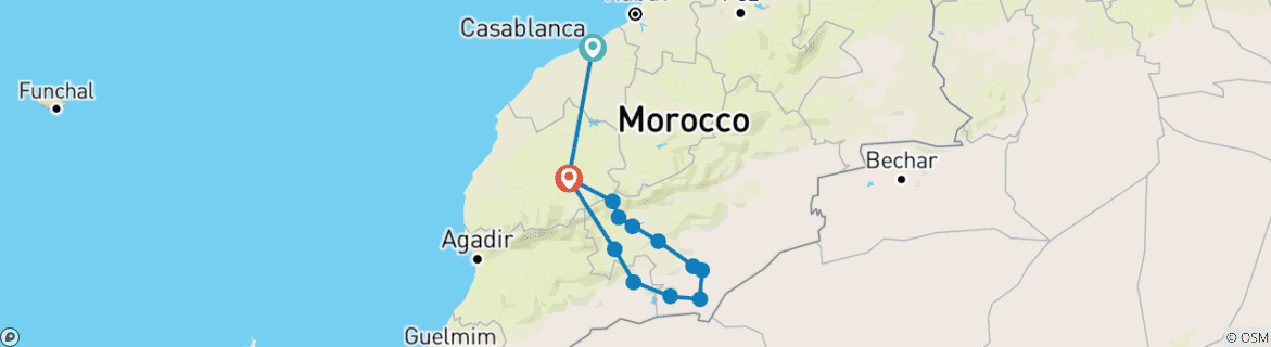 Image d'une carte montrant l'itinéraire du circuit