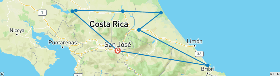 Karte mit der Reiseroute