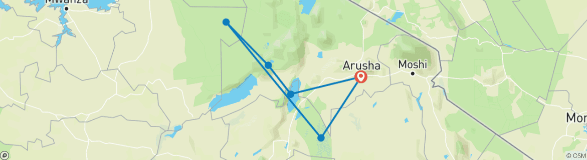 Karte mit der Reiseroute