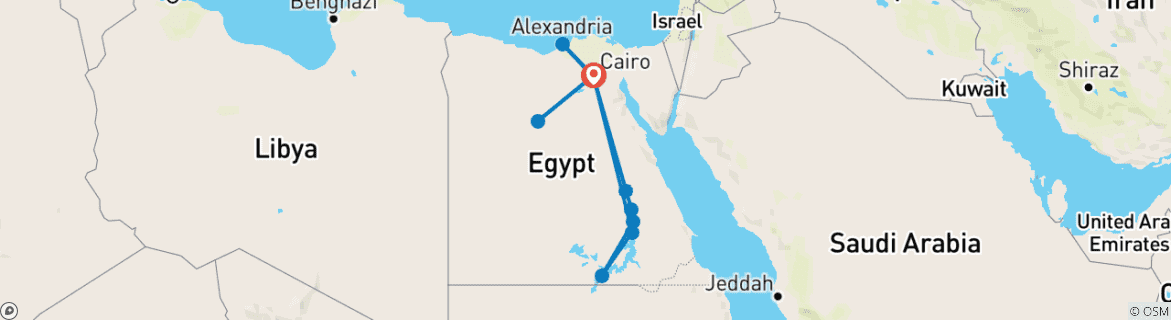 Image d'une carte montrant l'itinéraire du circuit