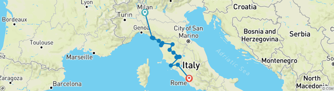 Image d'une carte montrant l'itinéraire du circuit