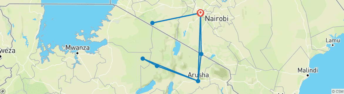 Foto van een kaart met de route van de rondreis