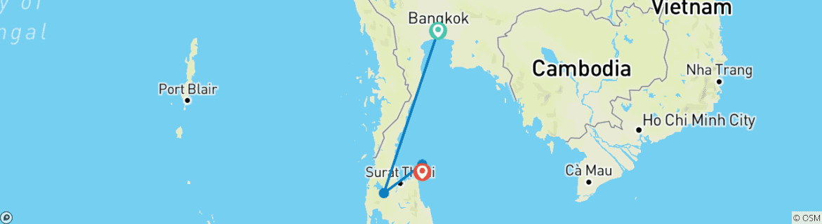 Image d'une carte montrant l'itinéraire du circuit