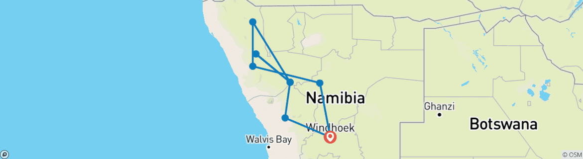 Karte mit der Reiseroute