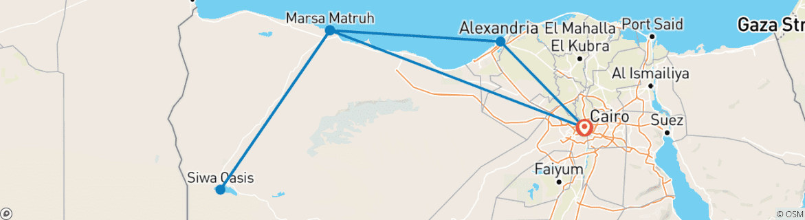 Karte mit der Reiseroute