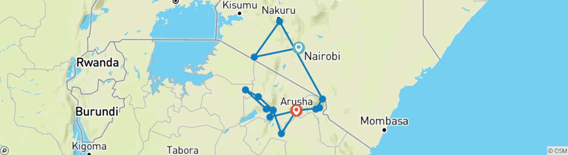 Karte mit der Reiseroute