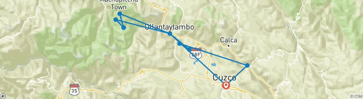 Image d'une carte montrant l'itinéraire du circuit