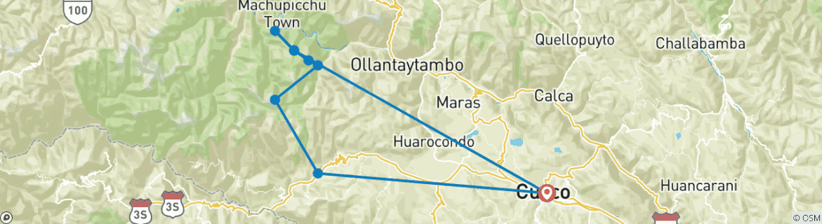 Image d'une carte montrant l'itinéraire du circuit
