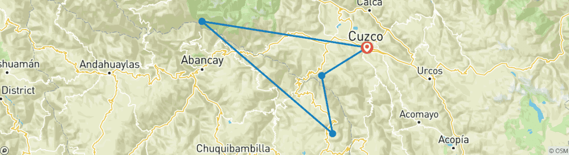 Image d'une carte montrant l'itinéraire du circuit