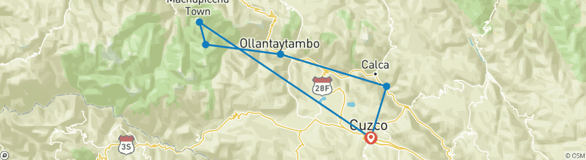 Image d'une carte montrant l'itinéraire du circuit