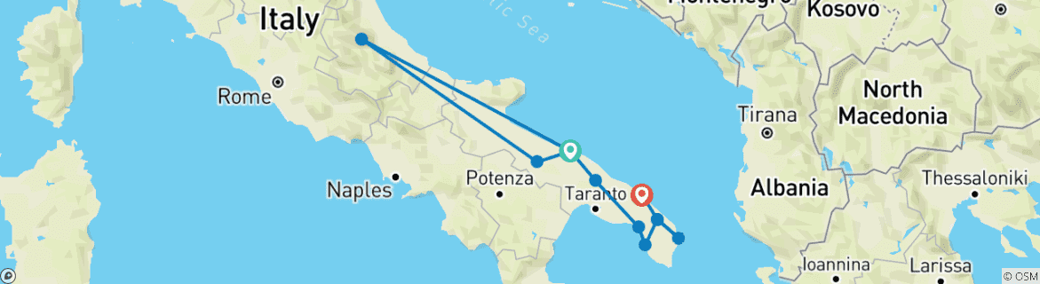 Image d'une carte montrant l'itinéraire du circuit