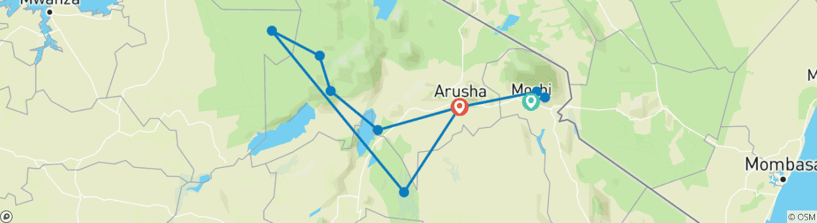 Karte mit der Reiseroute