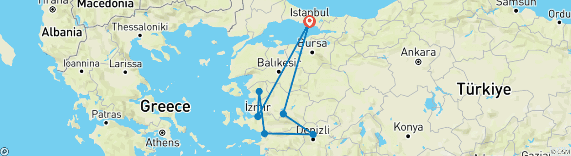 Karte mit der Reiseroute