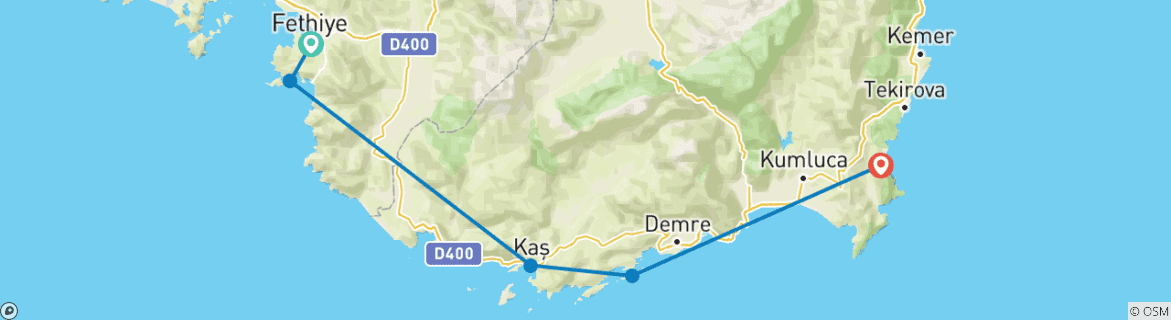 Image d'une carte montrant l'itinéraire du circuit