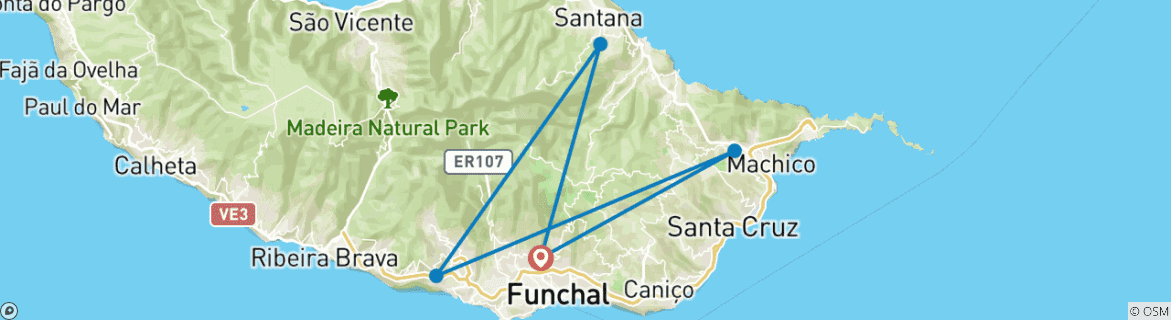 Image d'une carte montrant l'itinéraire du circuit