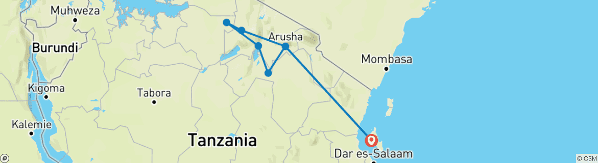 Karte mit der Reiseroute