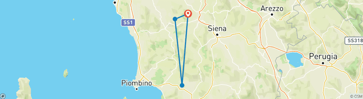 Image d'une carte montrant l'itinéraire du circuit