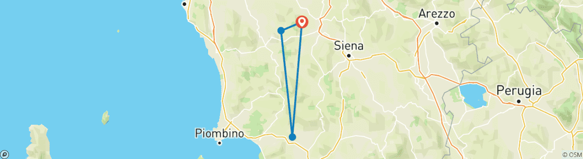 Foto van een kaart met de route van de rondreis