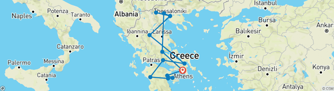 Image d'une carte montrant l'itinéraire du circuit