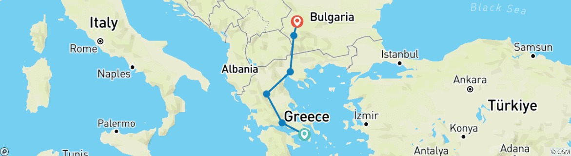 Karte mit der Reiseroute