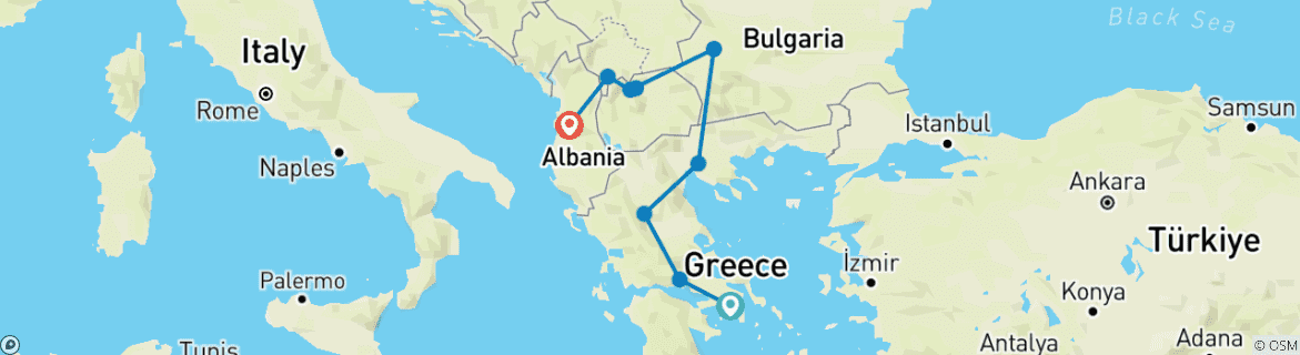 Karte mit der Reiseroute