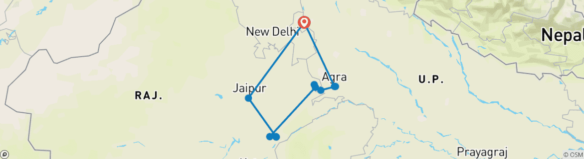 Image d'une carte montrant l'itinéraire du circuit