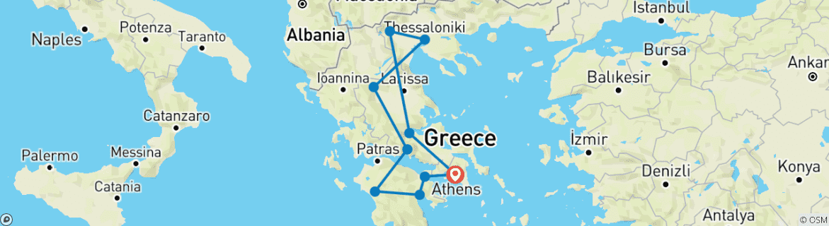 Image d'une carte montrant l'itinéraire du circuit