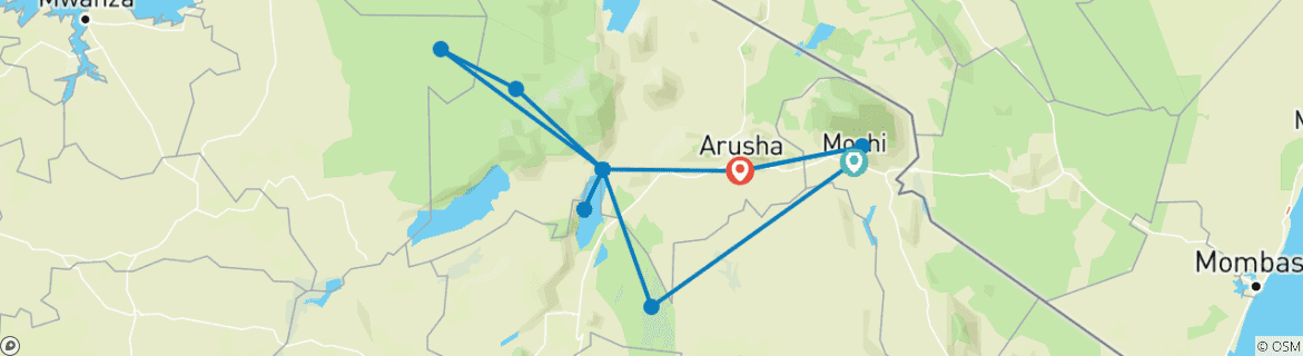 Image d'une carte montrant l'itinéraire du circuit