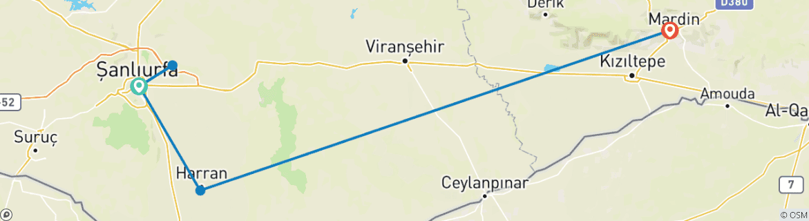 Image d'une carte montrant l'itinéraire du circuit