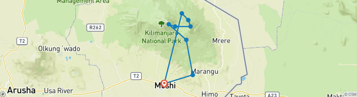 Image d'une carte montrant l'itinéraire du circuit