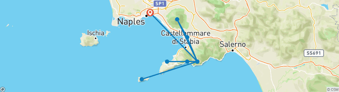 Image d'une carte montrant l'itinéraire du circuit