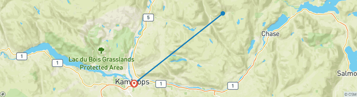 Image d'une carte montrant l'itinéraire du circuit