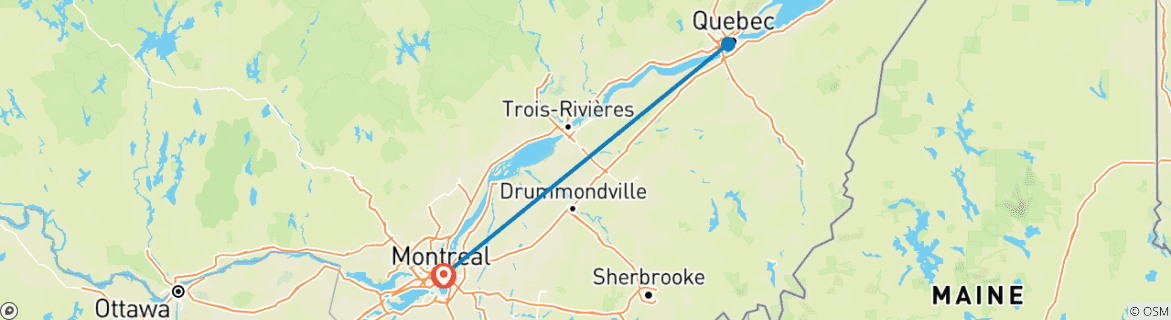 Image d'une carte montrant l'itinéraire du circuit