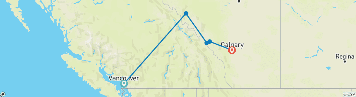 Image d'une carte montrant l'itinéraire du circuit